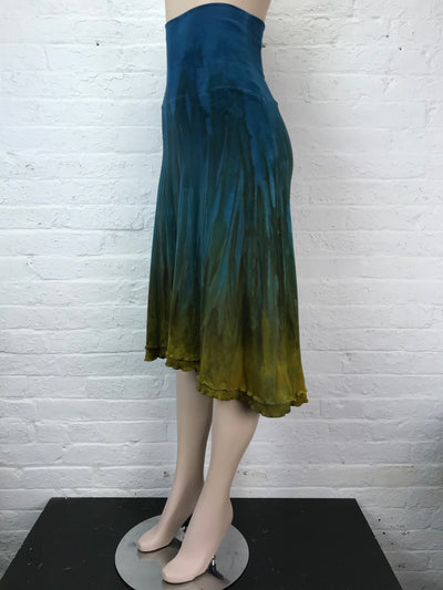 Double Ruffle Midi Skirt in Golden Grove Ombre
