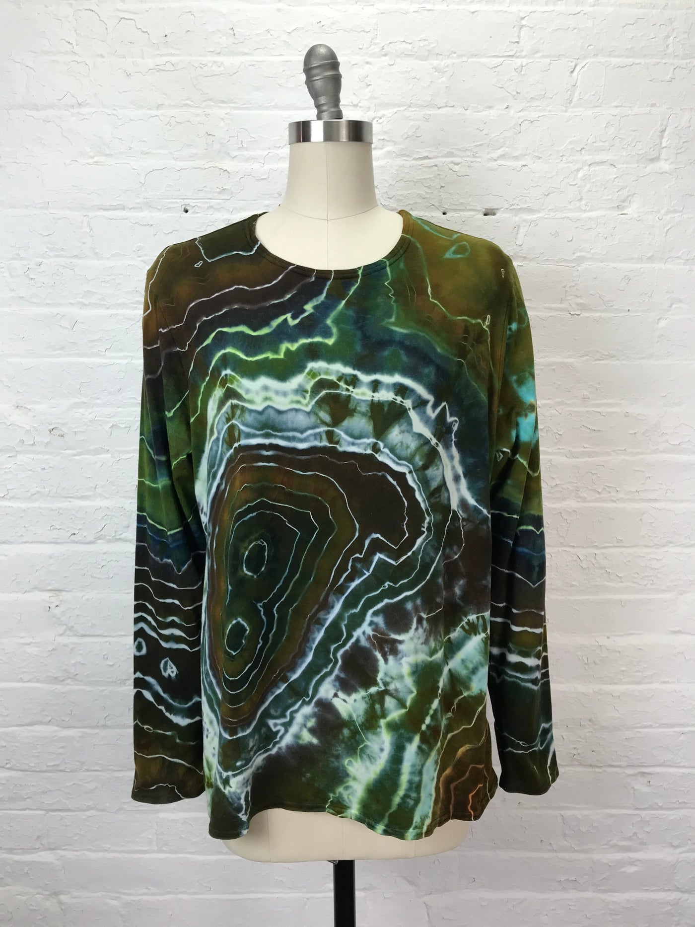 Matthew Long Sleeve Shirt in Moss Geode - Large