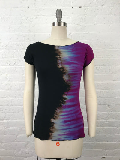 Elegant Shibori Dyed Fitted Candy Top in Hawaiian Yin Yang - front view