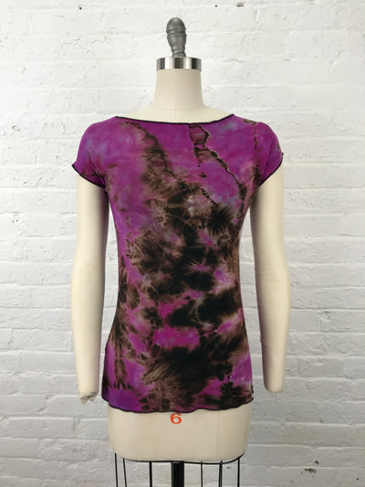 Elegant Shibori Dyed Fitted Candy Top in Lollipop Tangle - front view