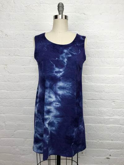 Eileen Mini Tank Tunic in Royal Navy Tangle - front view
