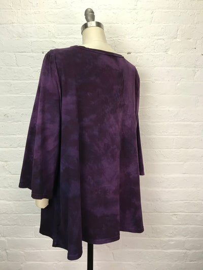 Anna Bell Sleeve Tunic in Purple Moonflower - XXL