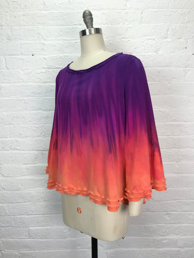 Suzie Bell Sleeve Top in Peach Rose Glow - Extra Large