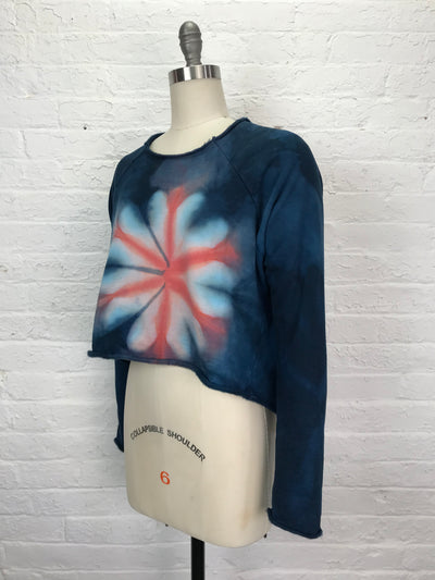Heavyweight Fleece Cropped Sweatshirt in Peach Flower