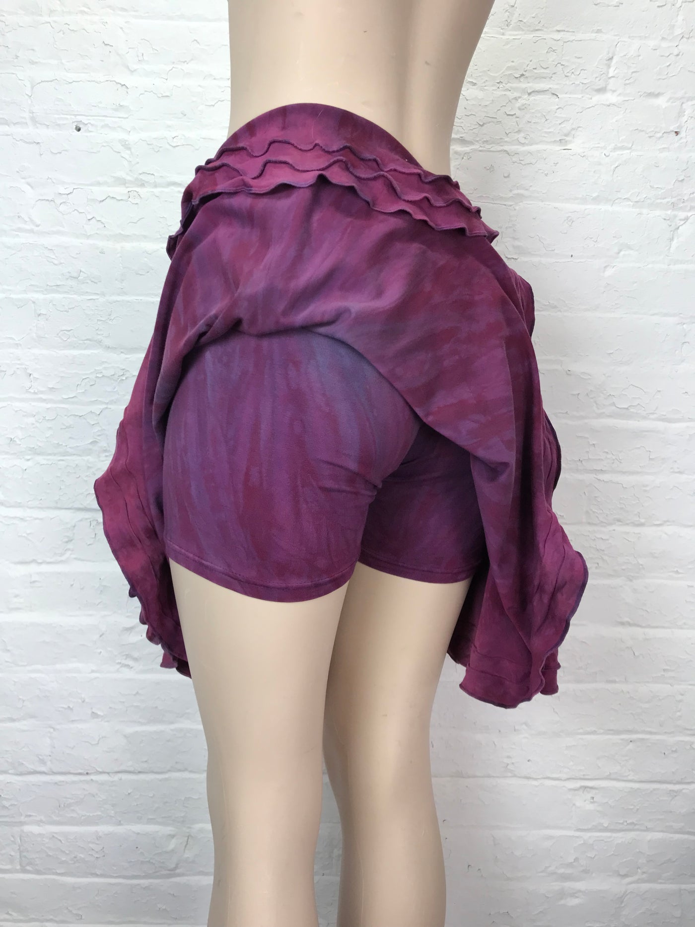 Triple Ruffle Short Skort in Wine Tasting - Large