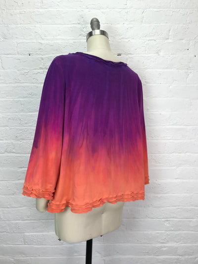 Suzie Bell Sleeve Top in Peach Rose Glow - Extra Large