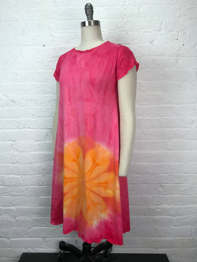 Catherine Sun Dress in Flamingo Flower - Medium