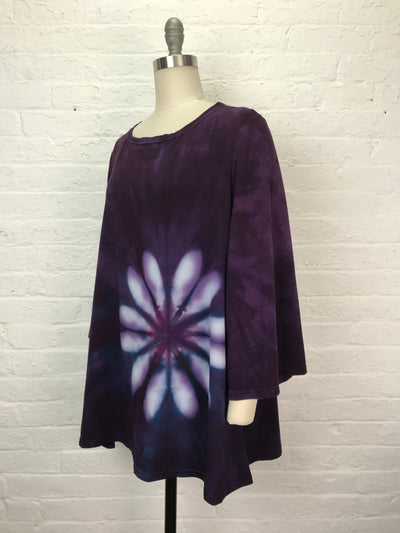 Anna Bell Sleeve Tunic in Purple Moonflower - XXL