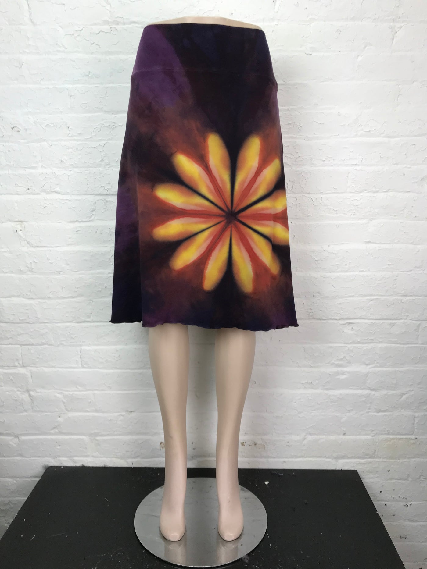 Knee Length Skirt in Flame Flower