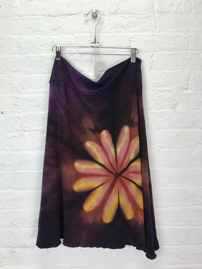 Knee Length Skirt in Flame Flower