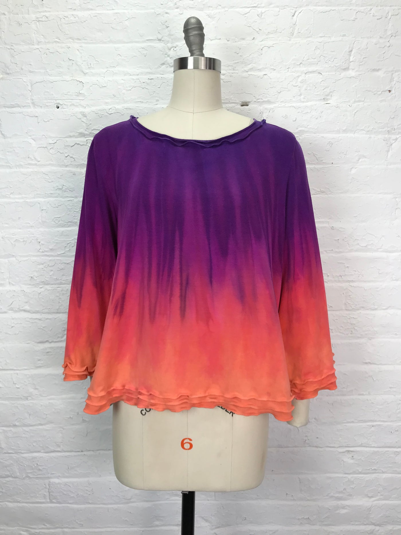 Suzie Bell Sleeve Top in Peach Rose Glow - Extra Large