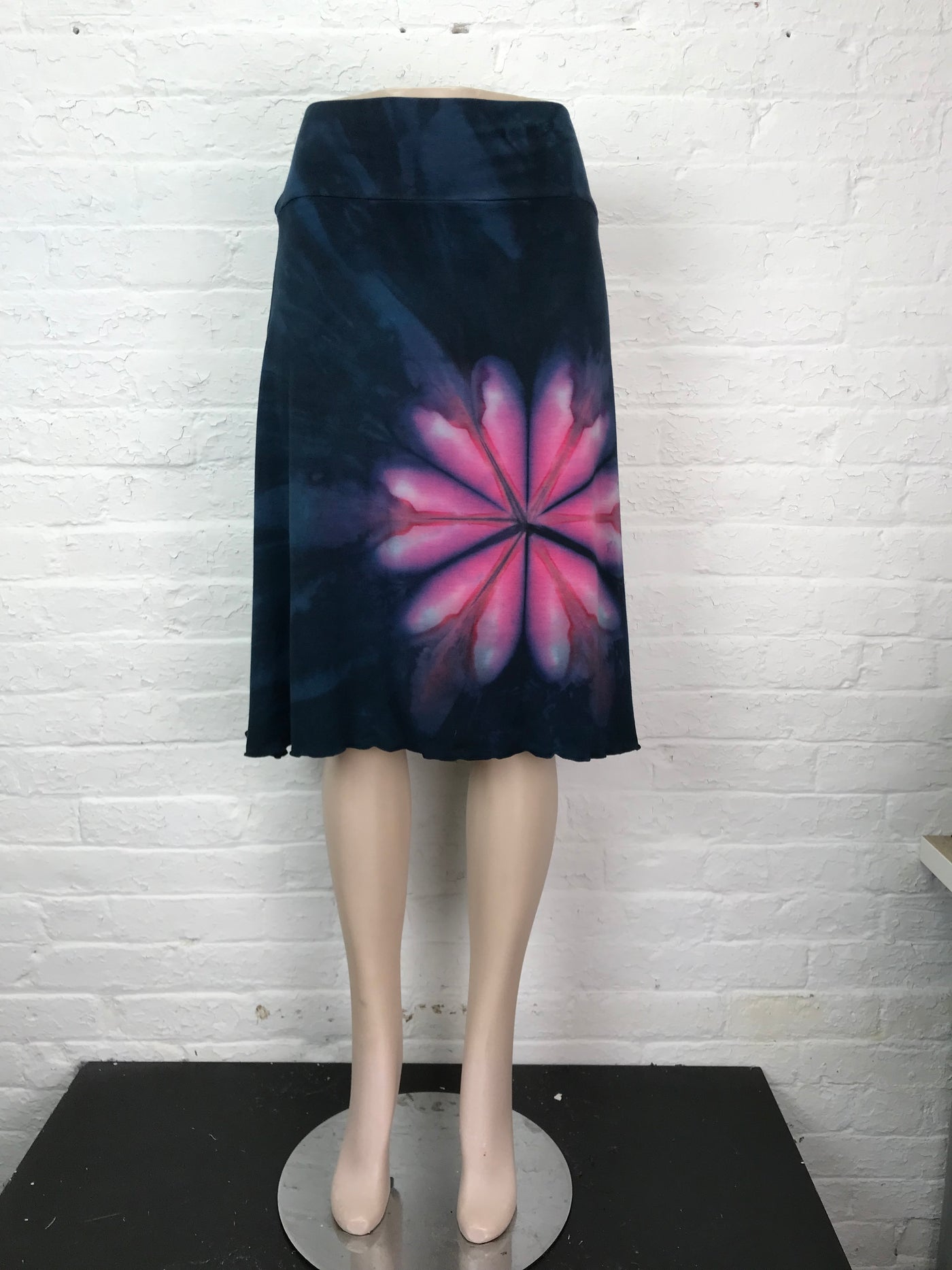 Knee Length Skirt in Plumeria by the Sea - Medium