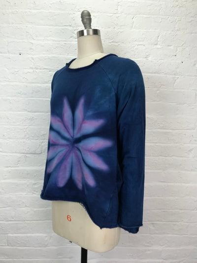 Fleece Raglan Sweatshirt in Blueberry Blossom with Pockets