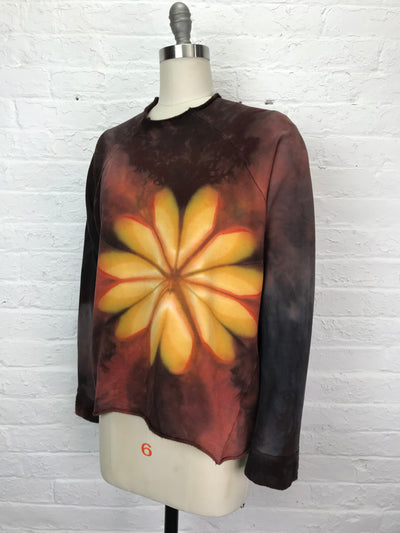 Funnel Neck Raglan Sweatshirt in Autumn Gold Blossom