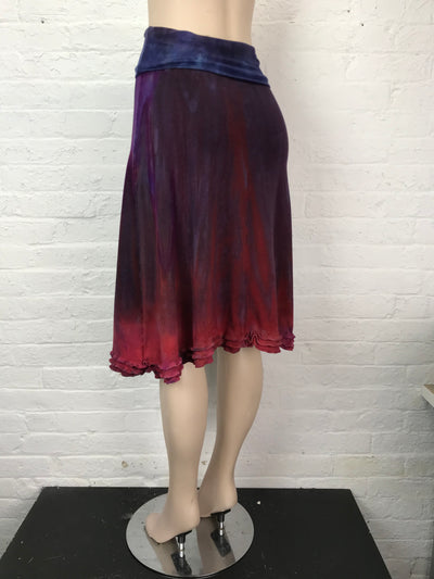 Triple Ruffle Midi Skirt in Red Skies at Night