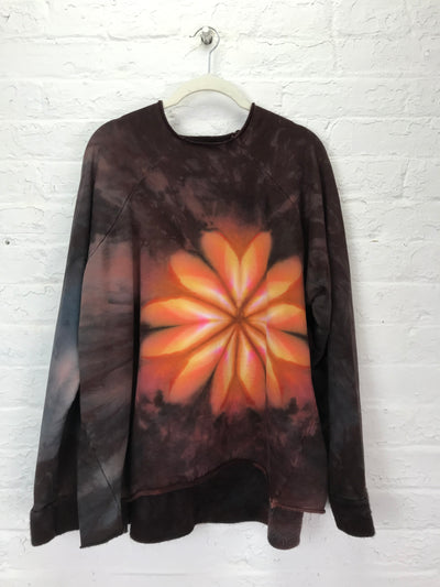 Funnel Neck Raglan Sweatshirt in Autumn Gold Blossom