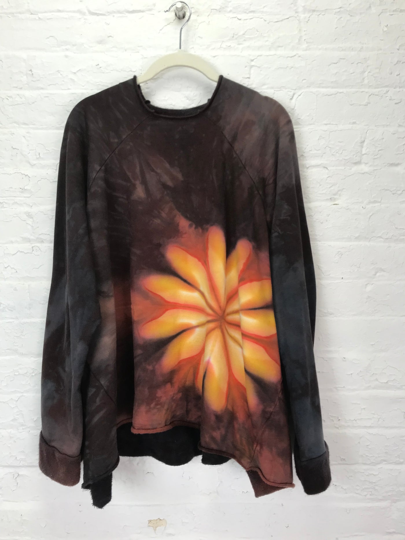 Funnel Neck Raglan Sweatshirt in Autumn Gold Blossom