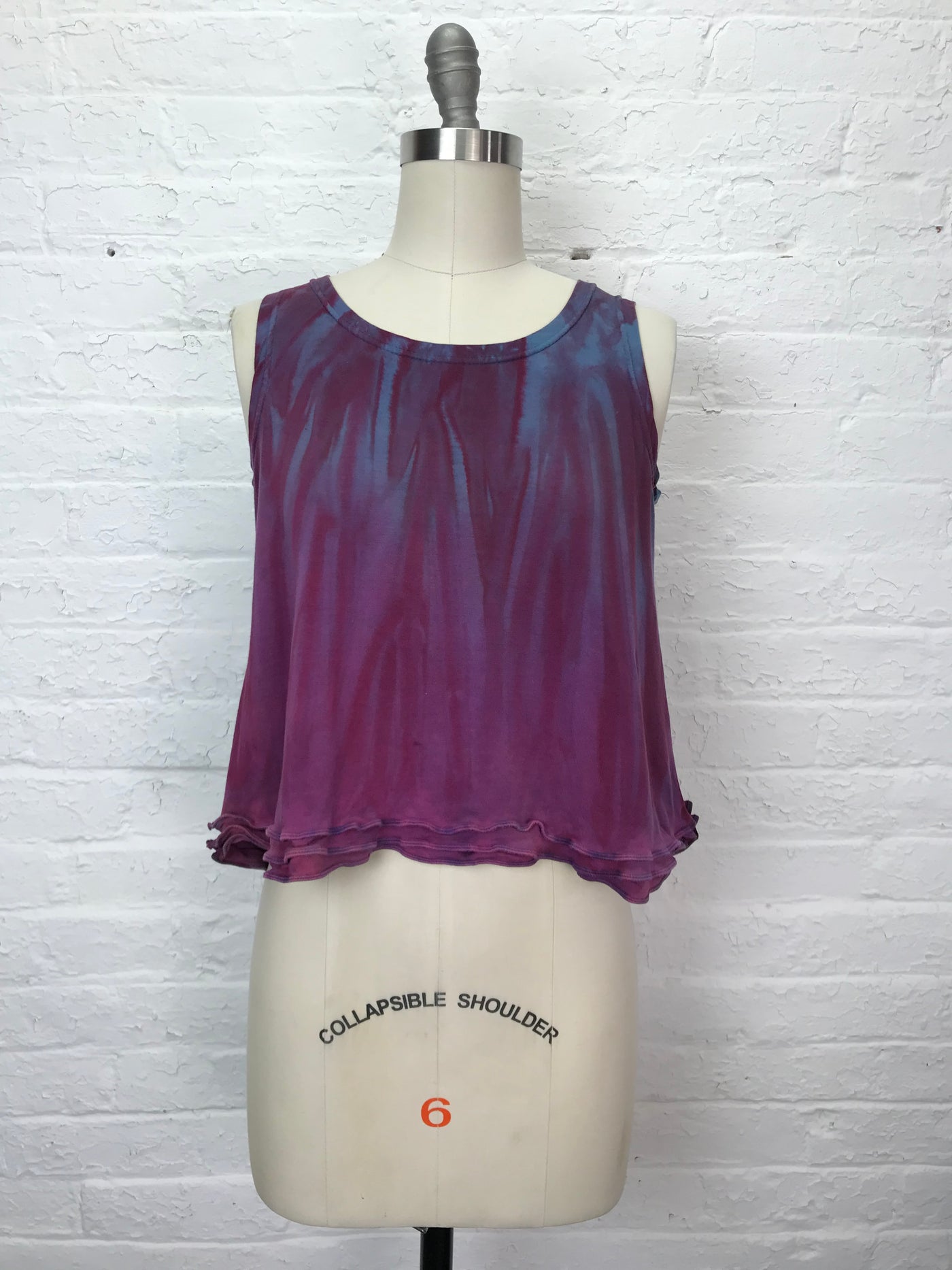 Triple Ruffle Eileen Tank Top in Wine Tasting  - Medium