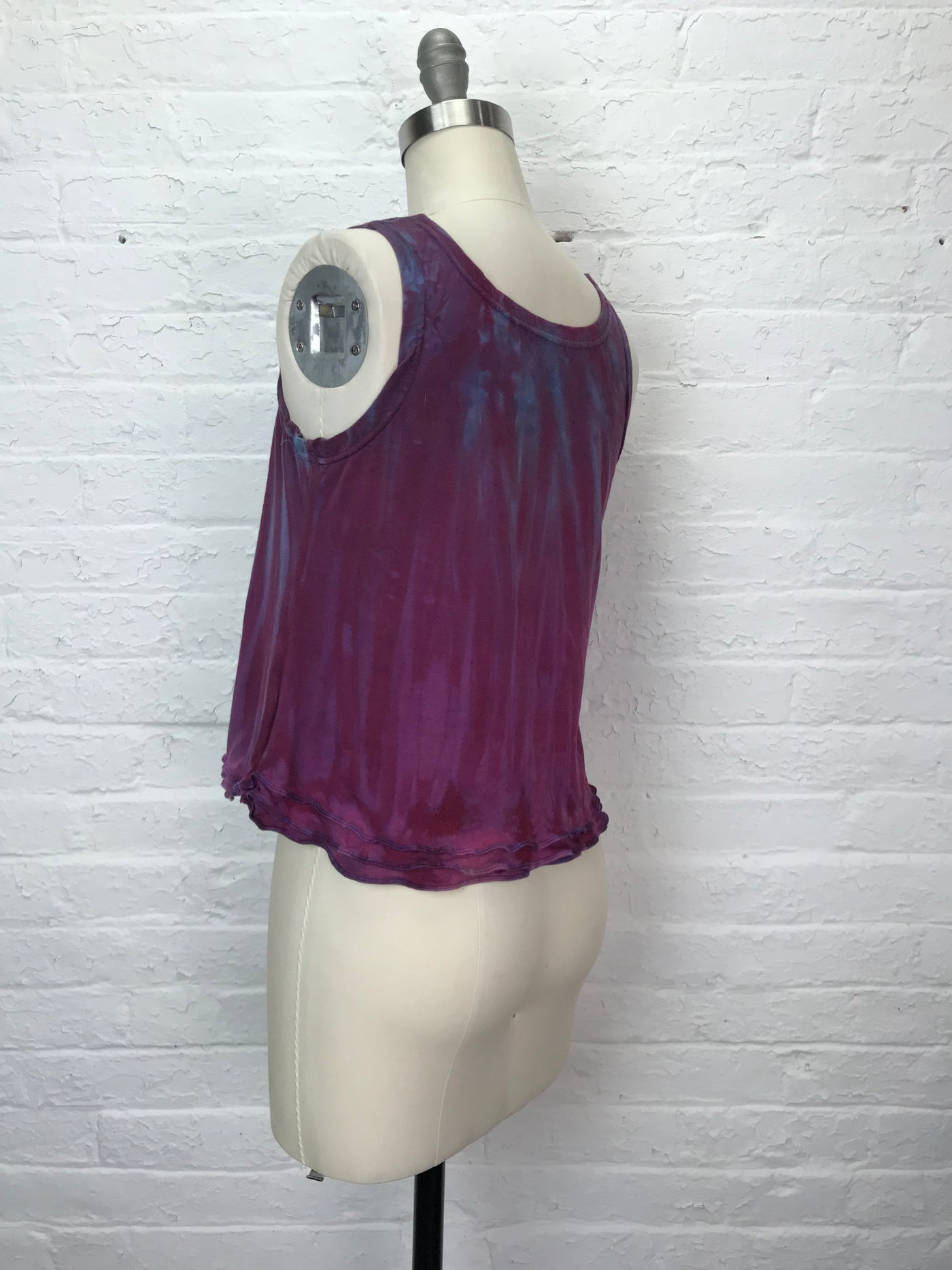 Triple Ruffle Eileen Tank Top in Wine Tasting  - Medium