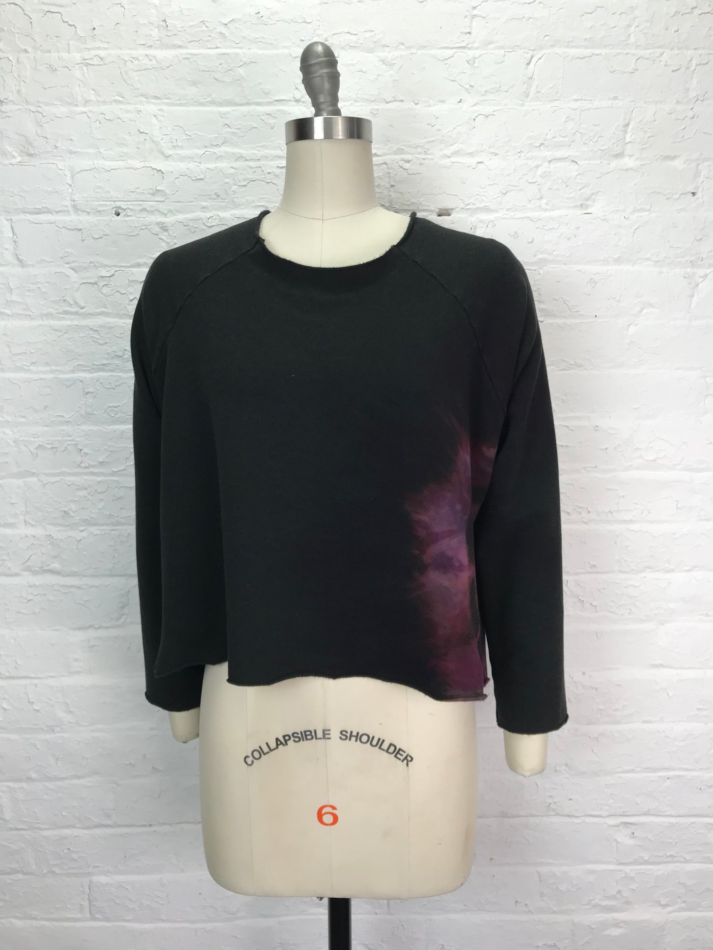 Cropped Fleece Raglan Sweatshirt in Purple Circle - Medium