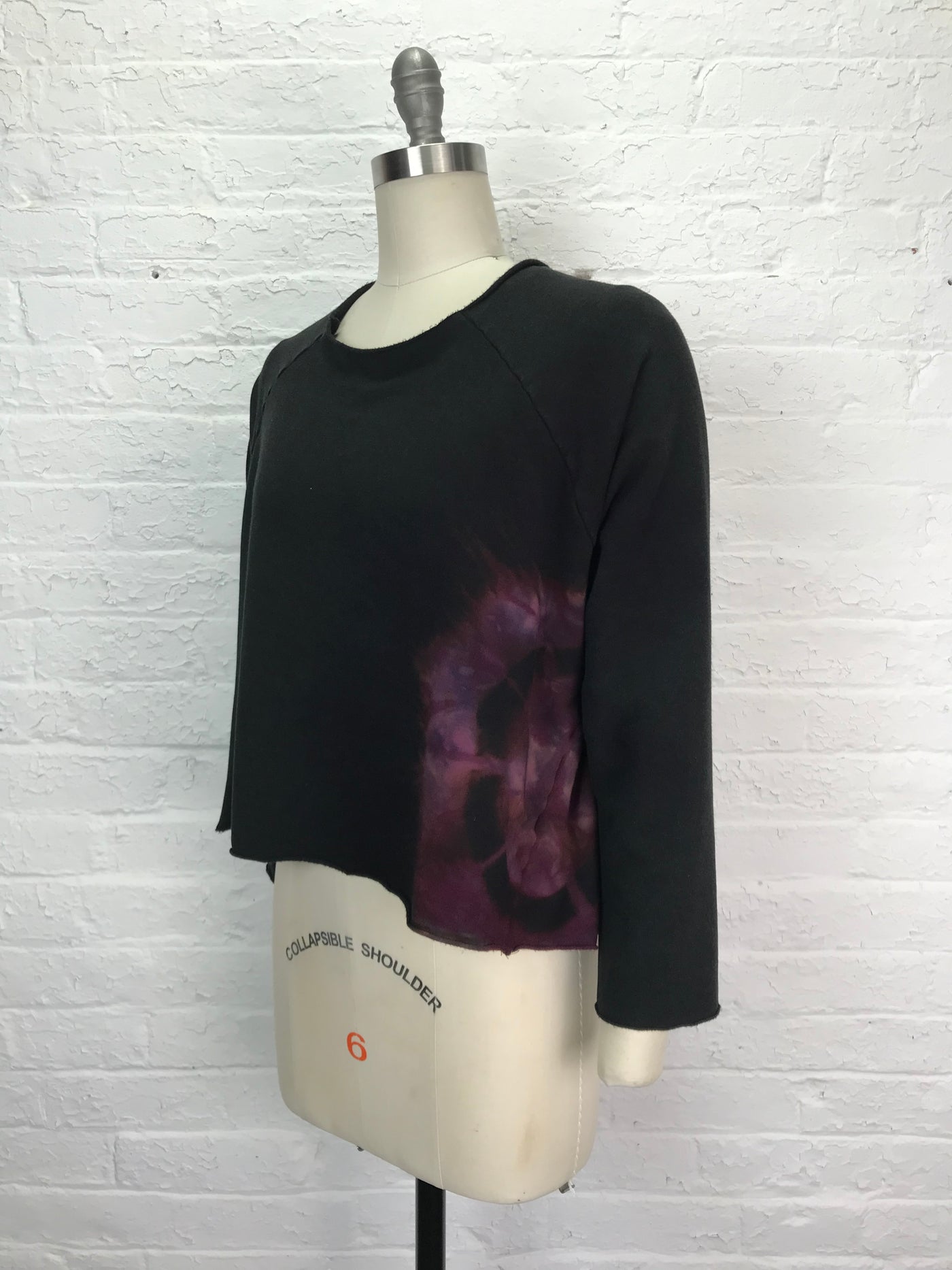 Cropped Fleece Raglan Sweatshirt in Purple Circle - Medium