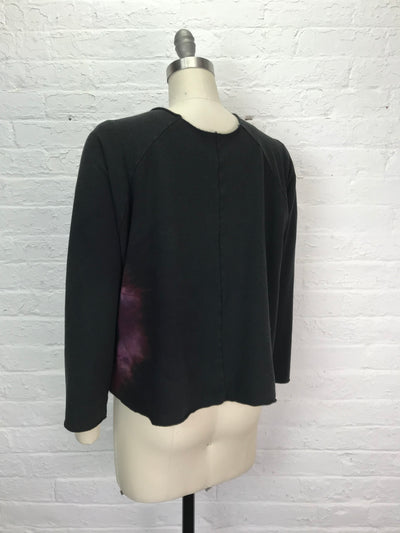 Cropped Fleece Raglan Sweatshirt in Purple Circle - Medium