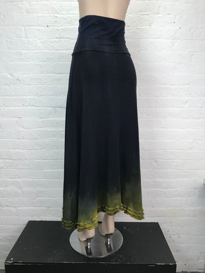 Triple Ruffle Maxi Skirt in Opulent Avocado