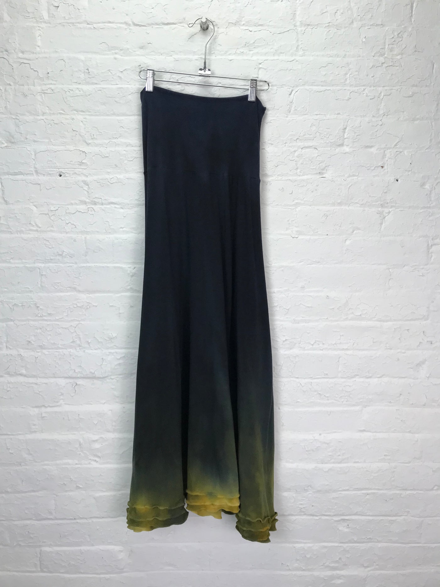 Triple Ruffle Maxi Skirt in Opulent Avocado