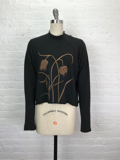 Funnel Neck Cropped Fleece Raglan Sweatshirt in Fritillaria