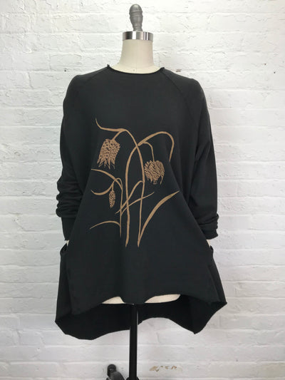 Oversized Stretch Fleece Raglan Tunic with Pockets in Fritillaria - One Size