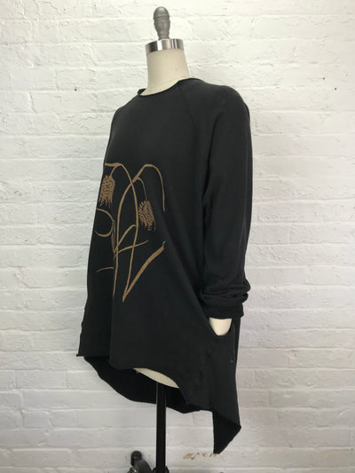 Oversized Stretch Fleece Raglan Tunic with Pockets in Fritillaria - One Size