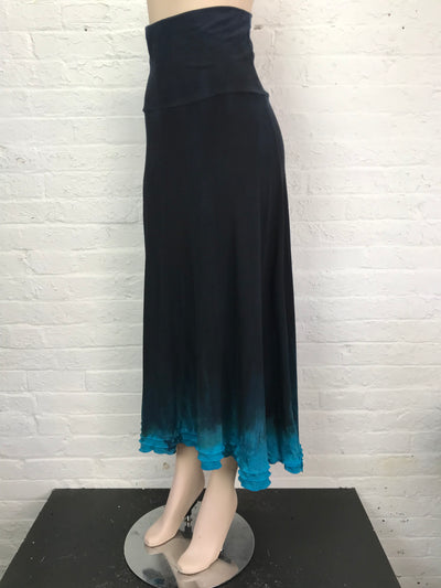 Triple Ruffle Maxi Skirt in Deep Blue Sea