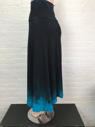 Triple Ruffle Maxi Skirt in Deep Blue Sea