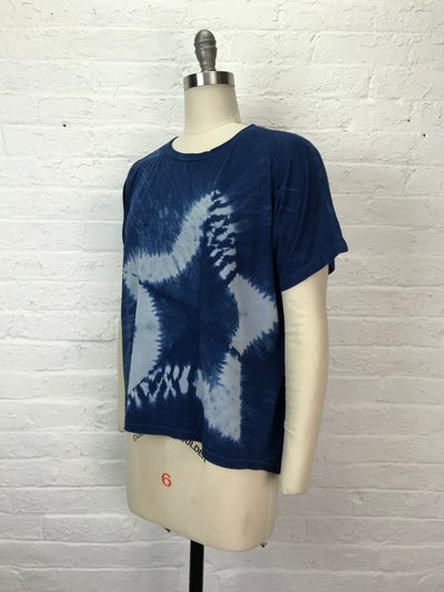Short Sleeve Leni Top in Indigo Star - One Size