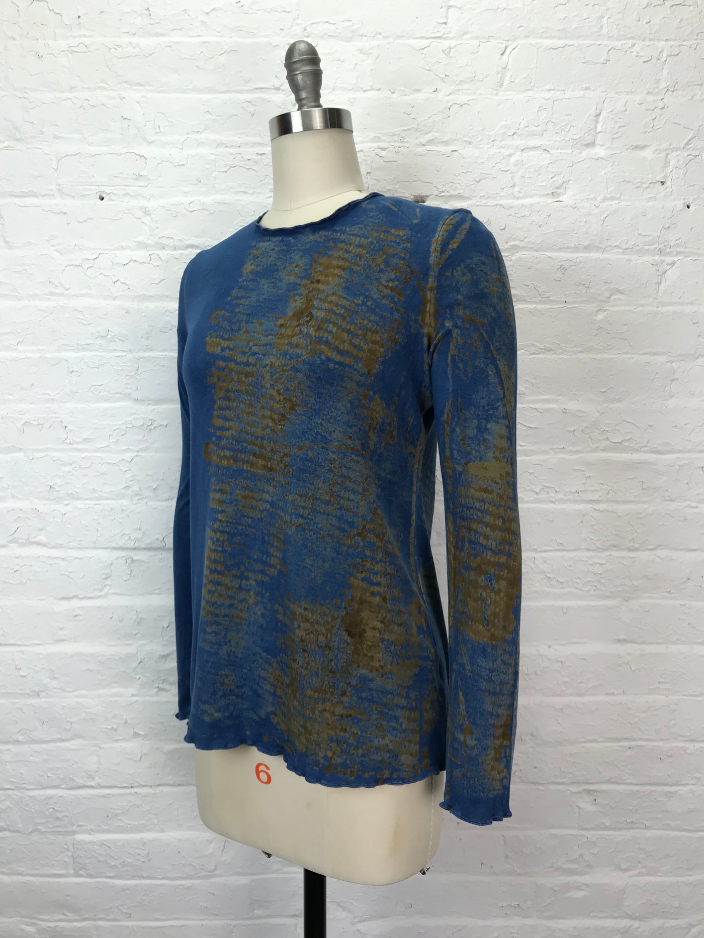 Jane Long Sleeve Top in Indigo Texture - Medium