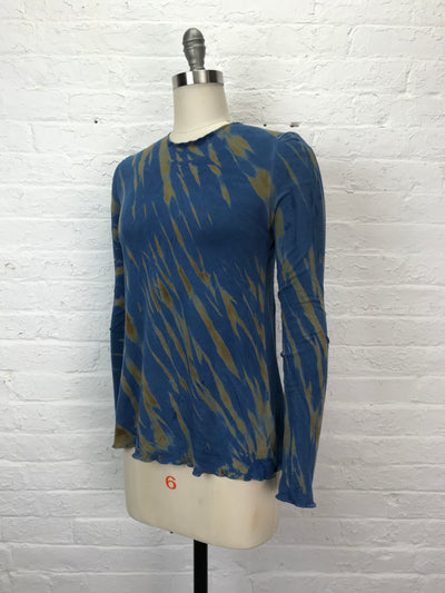 Jane Long Sleeve Top in Indigo Arashi - Small
