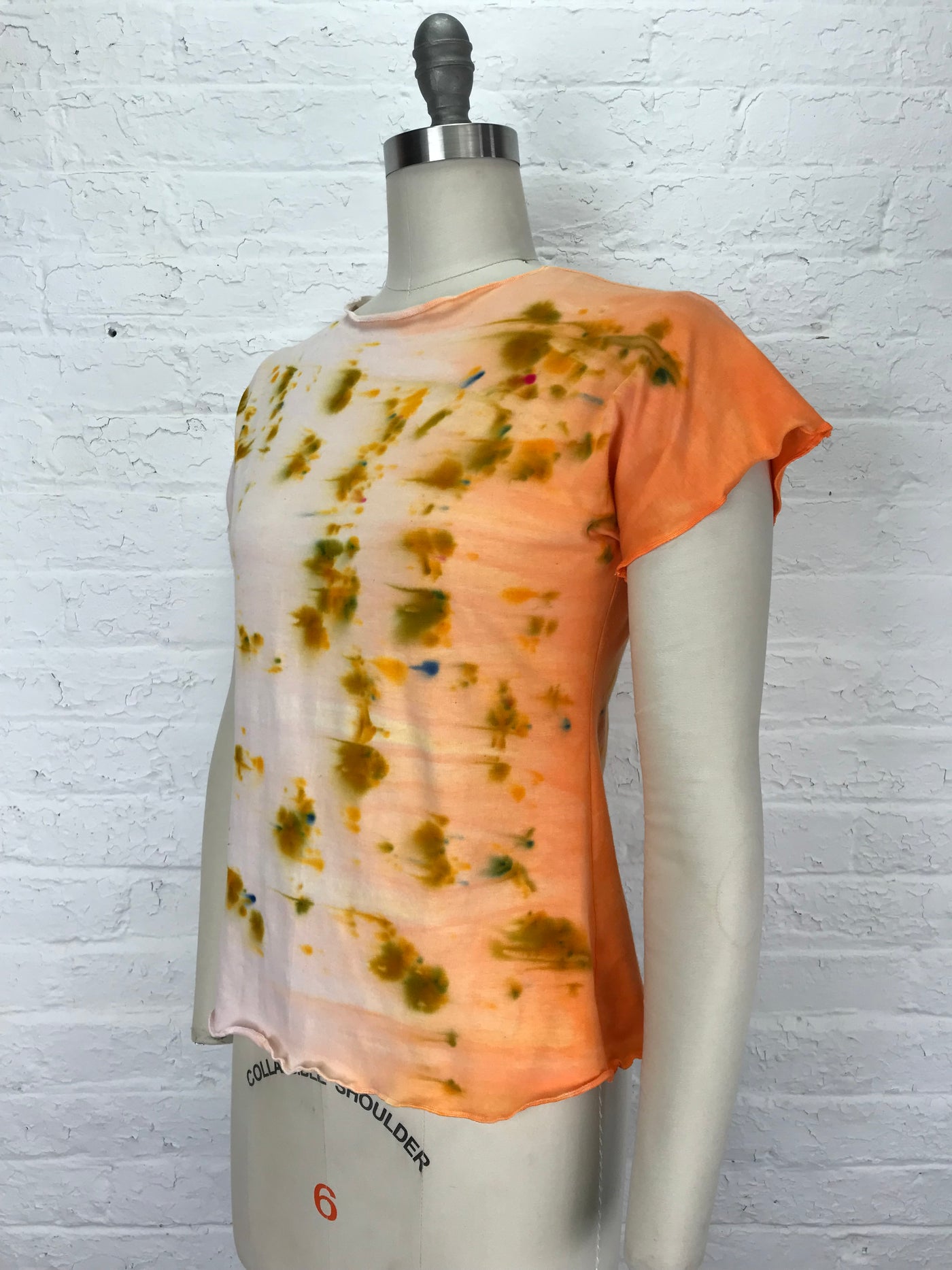 Organic Cotton Cap Sleeve Top in Peaches and Creamsicle