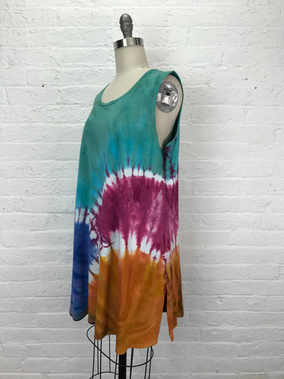 Eileen Mini Tank Tunic in Colorful Clouds Rising - Extra Large