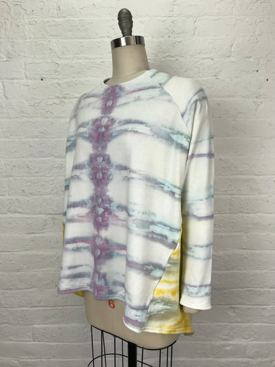 Fleece Long Sleeve Raglan Tunic in Sunset Lights - One Size