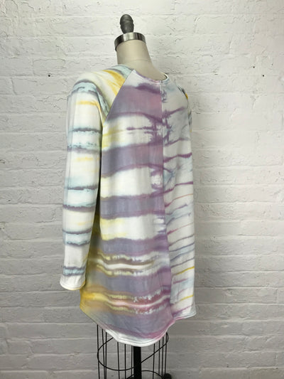 Fleece Long Sleeve Raglan Tunic in Sunset Lights - One Size