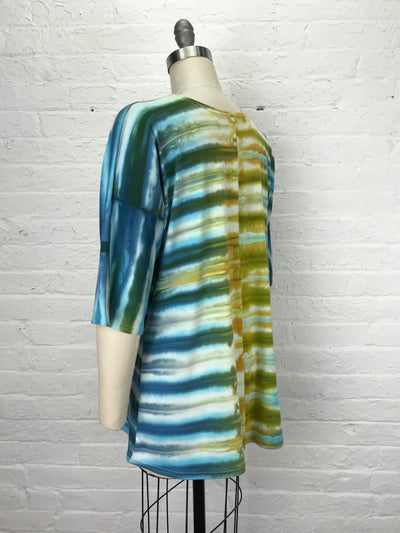 Dolman Tunic in Blue and Gold Stripe - One size