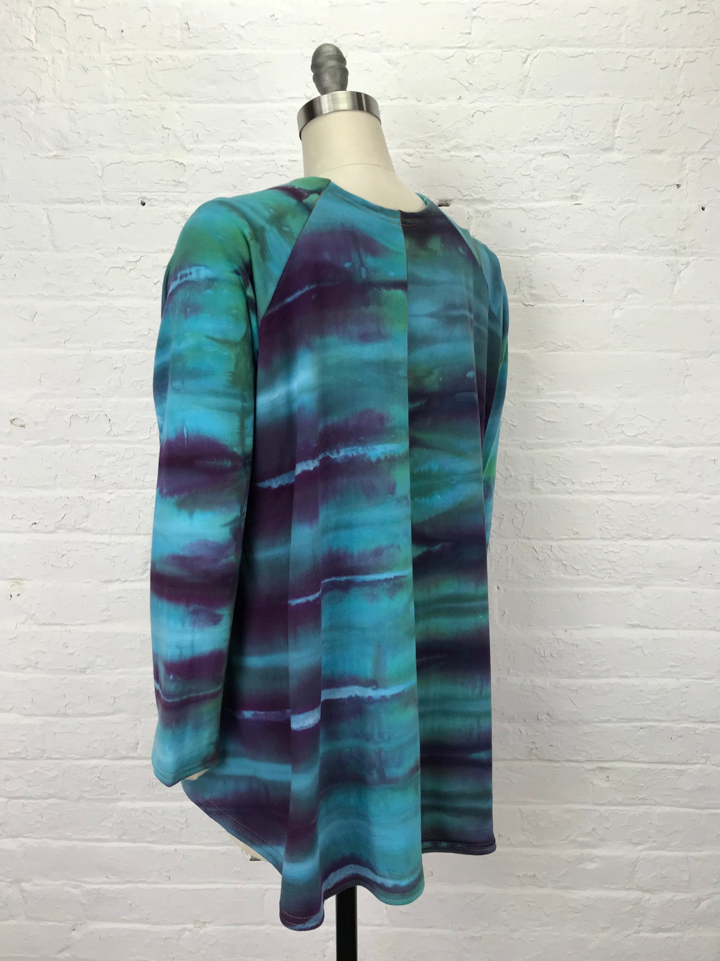 Fleece Long Sleeve Raglan Tunic in Purples and Greens - One Size