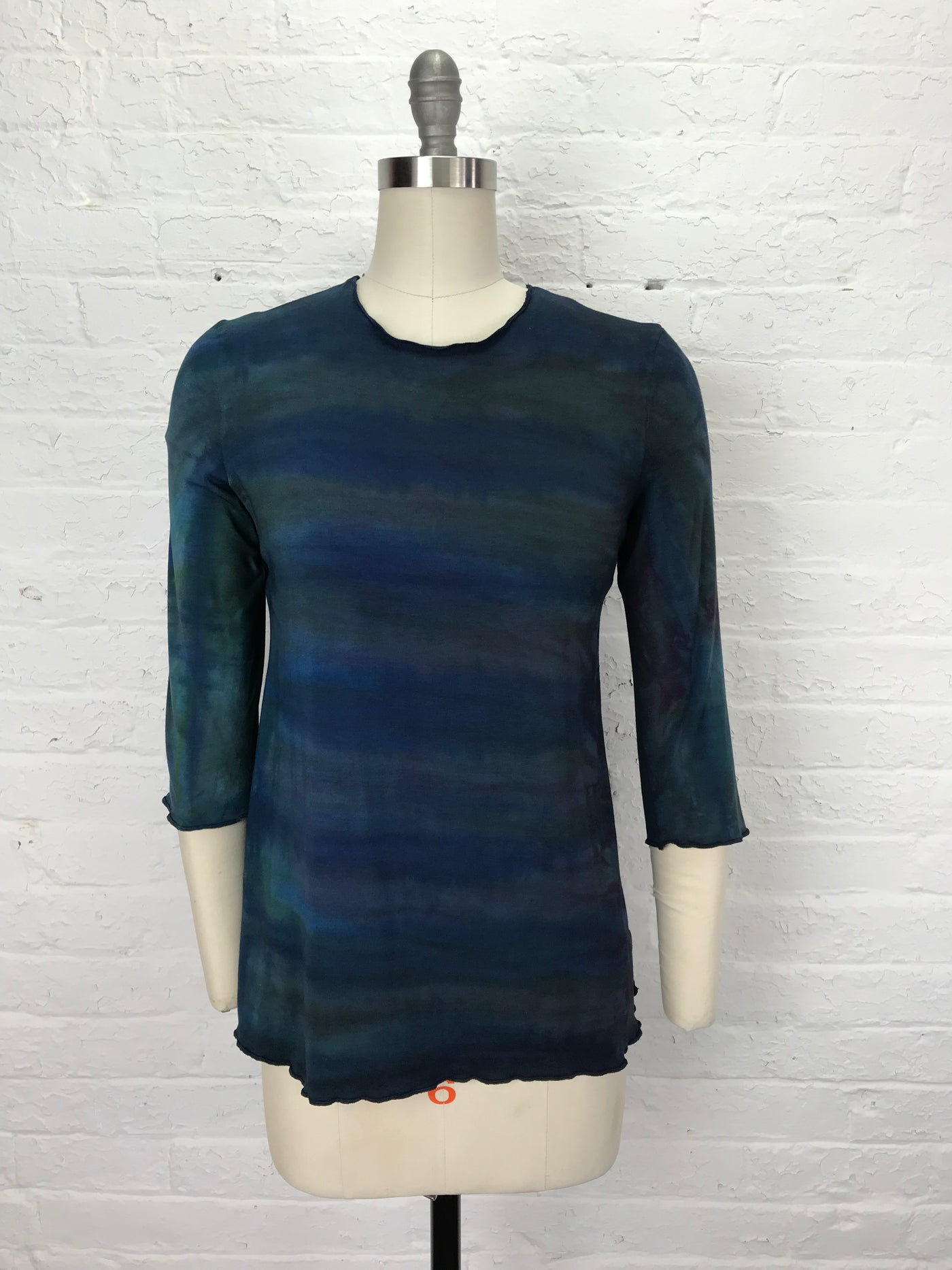 Jane 3/4 Top in Deep Blues and Greens