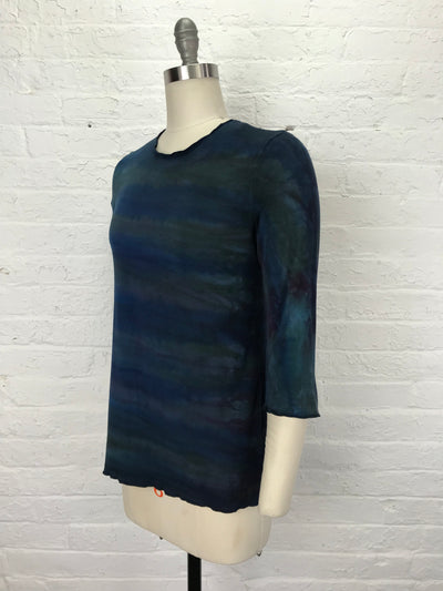 Jane 3/4 Top in Deep Blues and Greens