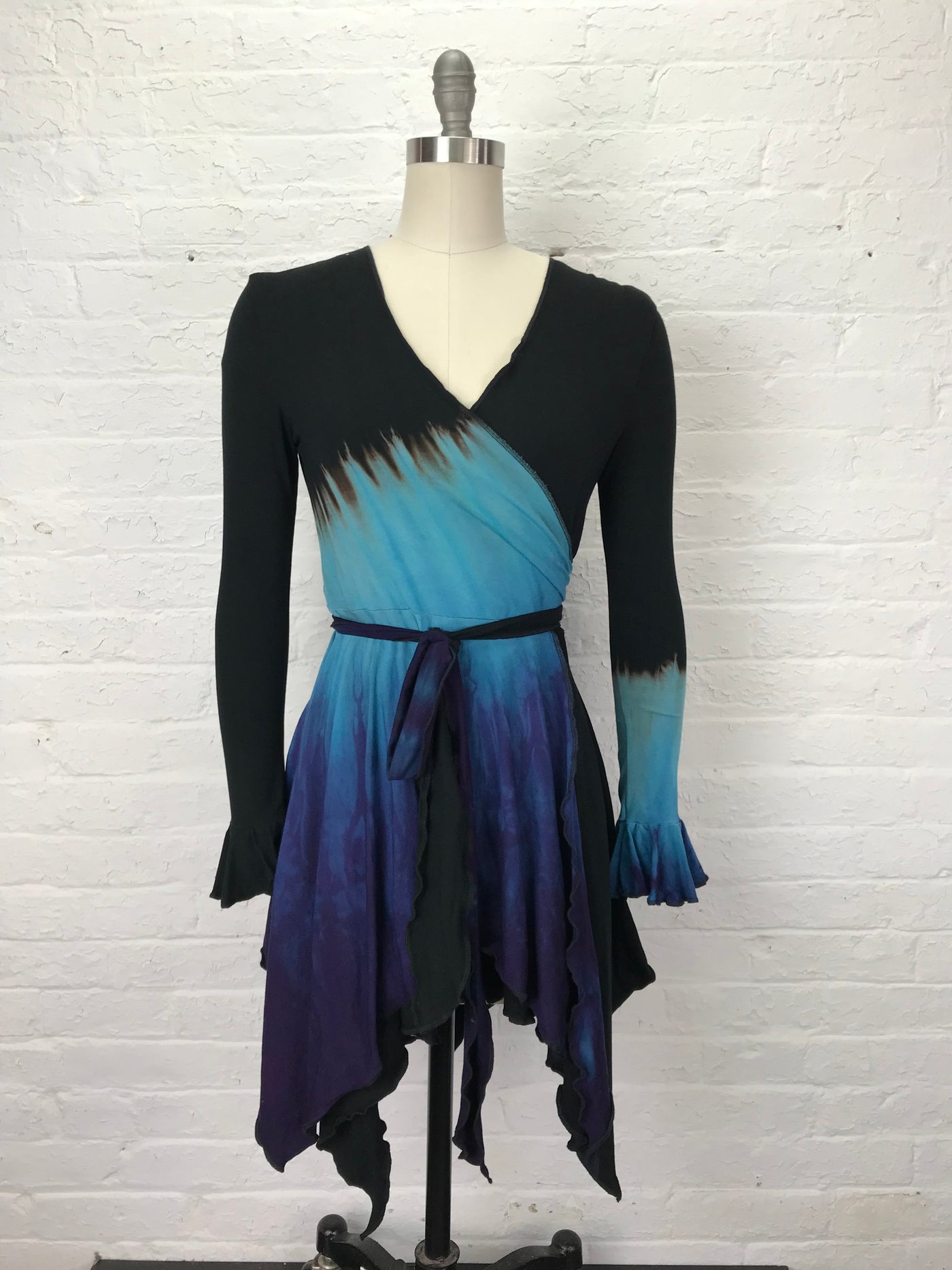 Flamenco Wrap Jacket with Flounce Sleeves in Blue Violet