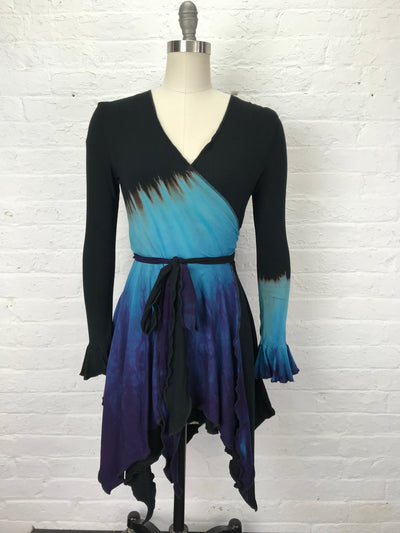 Flamenco Wrap Jacket with Flounce Sleeves in Blue Violet