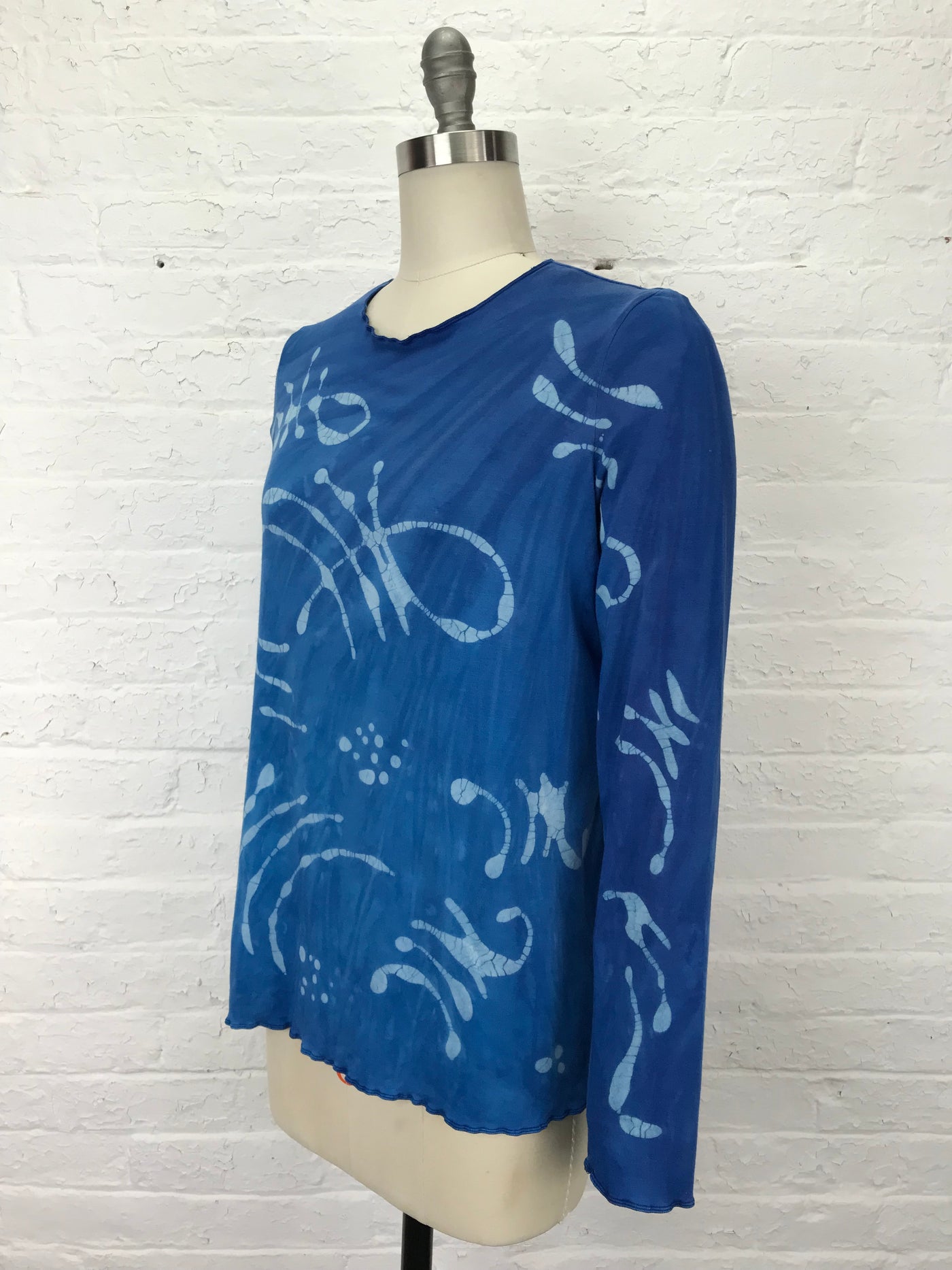 Jane Long Sleeve Top in Azure Archeology - Extra Large