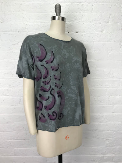 Juni Short Sleeve Shirt in Purple Squiggle - One Size