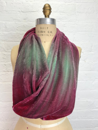 Velvet Double Cowl Necklace in Cranberry Peppermint