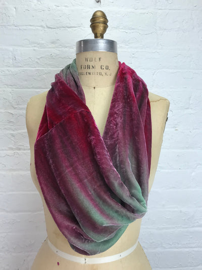 Velvet Double Cowl Necklace in Cranberry Peppermint